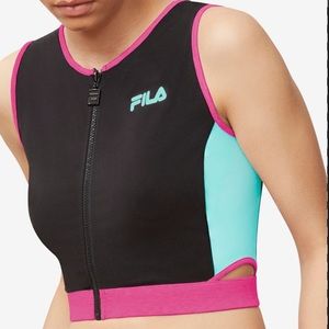 NWT!! FILA Tally Colorblocked Zipped Cropped Tank Top